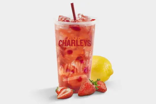 Charleys Rosedale lemonade in Peach, Strawberry, and Blueberry flavors